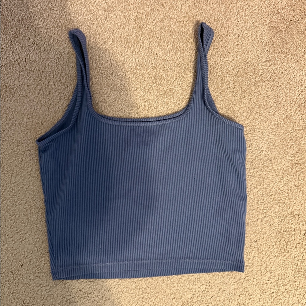 Zara Blue Ribbed Crop Top
